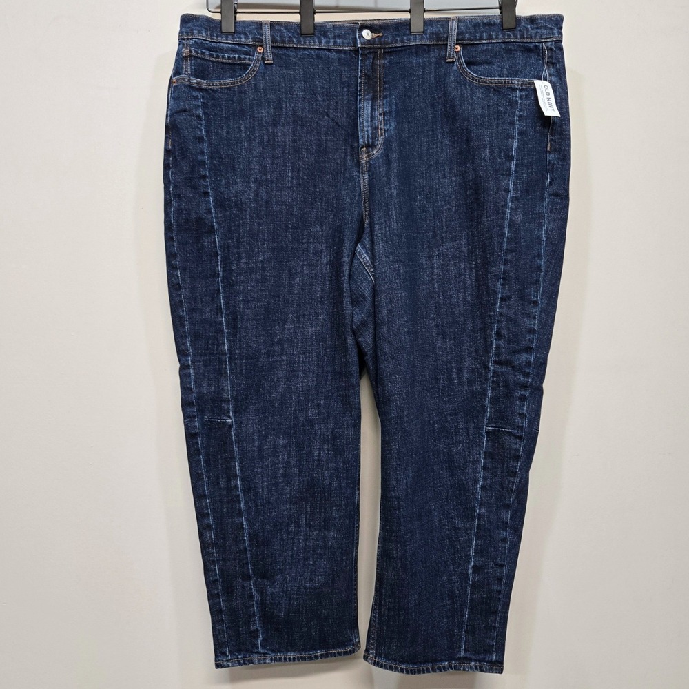Old Navy Evie Barrel Leg Jeans Women 20 Plus Size Dark Wash Baggy High Rise NWT